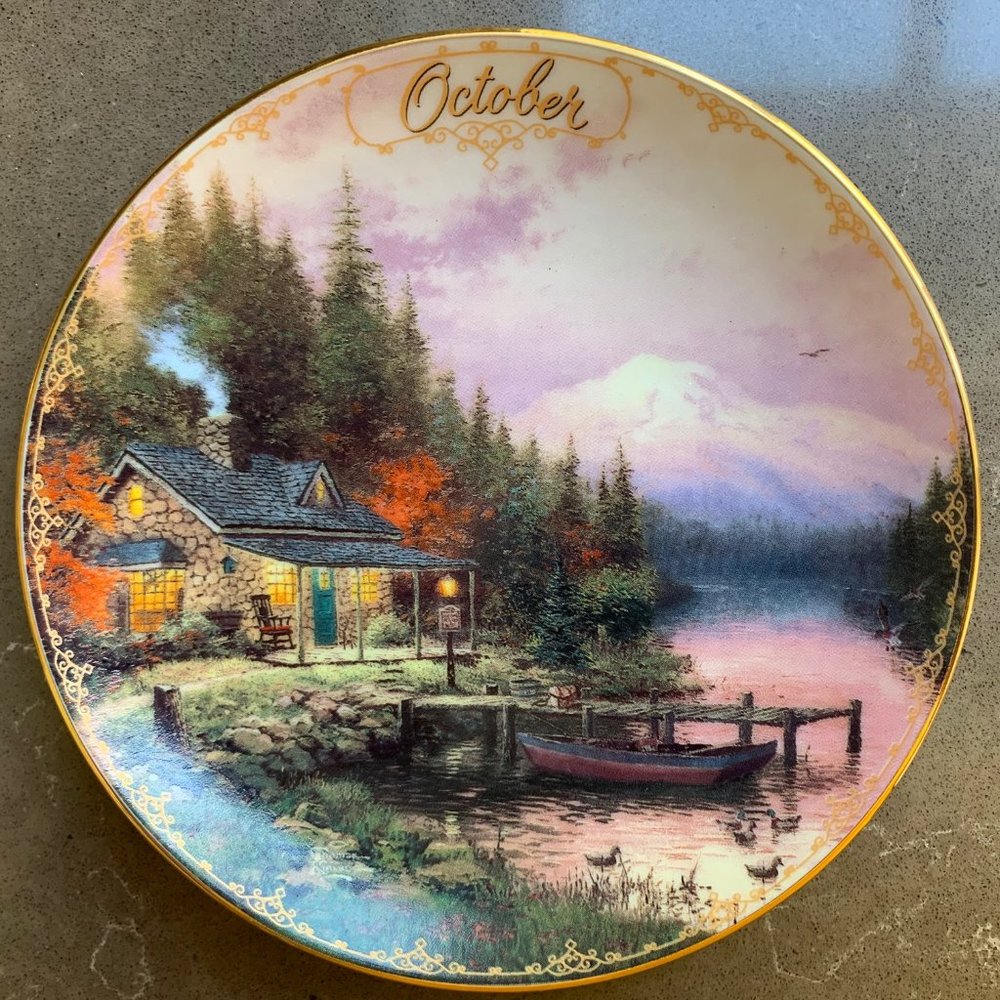 Thomas Kinkade: "October - End of a Perfect Day" Plate.